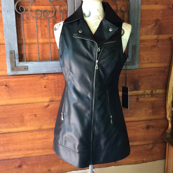 Forever 21 Jackets Coats Black Faux Leather Tunic Jacket Nwt